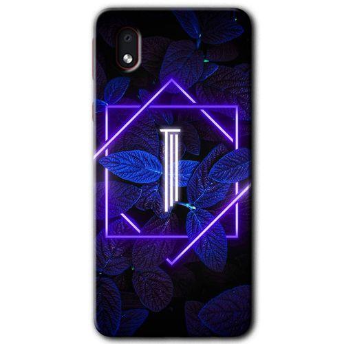 Samsung Galaxy A01 Core Kılıf Baskılı Kapak - Dark Neon Yaprak H Harfi + 5D Tam Kaplayan Cam