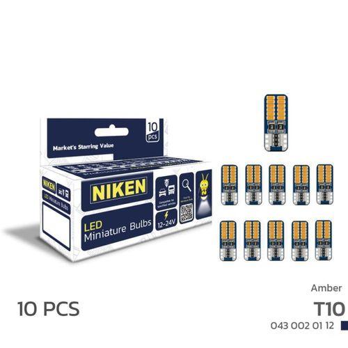 Niken LED Ampul T10 Canbus Park Ledi 24 Ledli Turuncu 12V-24V 10'lu Paket