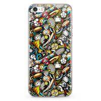 Apple iPhone SE Kılıf Sporcu Doodle Arka Kapak Koruma Desenli Full Koruyucu