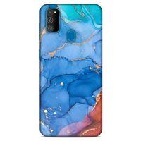 Samsung Galaxy M30s Uyumlu Kılıf Mavi Delisi (10) Full Koruma Kılıfı Mermer