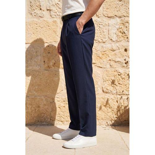 Baruchel Pileli Baggy Kalıp Kumaş Erkek Pantolon - Lacivert