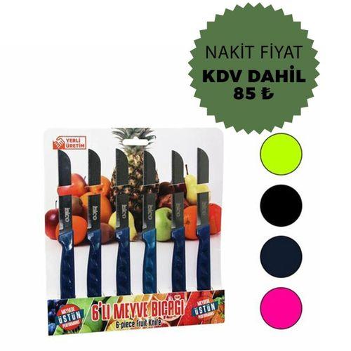My01 Dişli Meyve Bıçak Takımı  6 Parça, Renkli