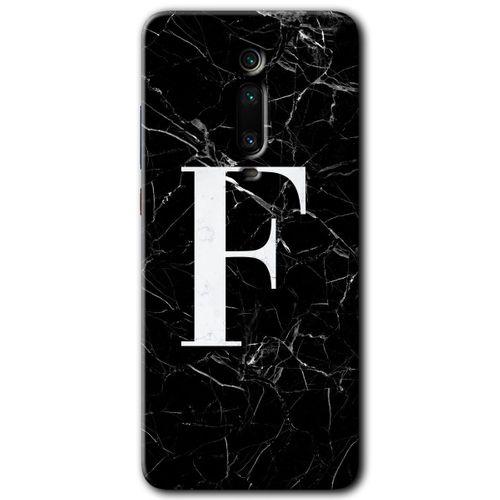 Xiaomi Mi 9T Kılıf Baskılı Arka Kapak - Siyah Mermer Desenli F Harfi +Tam Ekran Koruyucu