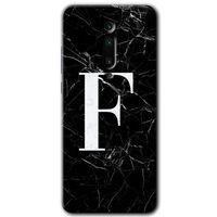 Xiaomi Mi 9T Kılıf Baskılı Arka Kapak - Siyah Mermer Desenli F Harfi +Tam Ekran Koruyucu