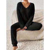 Kadın Uzun Kollu V Yakalı Kaşkorse Bluz Ve Pantolon Ikili Takım