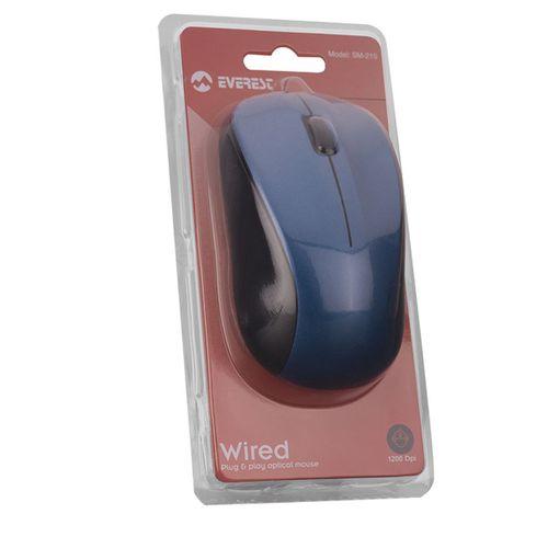 Everest SM-215 Usb Mavi 1200dpi Optik Mouse Kablolu (Kablo Uzunluğu 110cm)