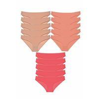 15 adet Süper Eko Set Likralı Kadın Slip Külot Ten Pudra Fuşya