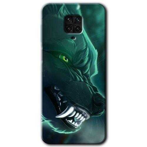 Redmi Note 9s Kılıf HD Desen Baskılı Arka Kapak - Yeşil Kurt