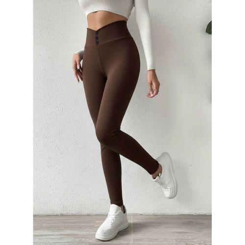 Kadın Yüksek Bel önden Düğmeli Dalgıç Tayt