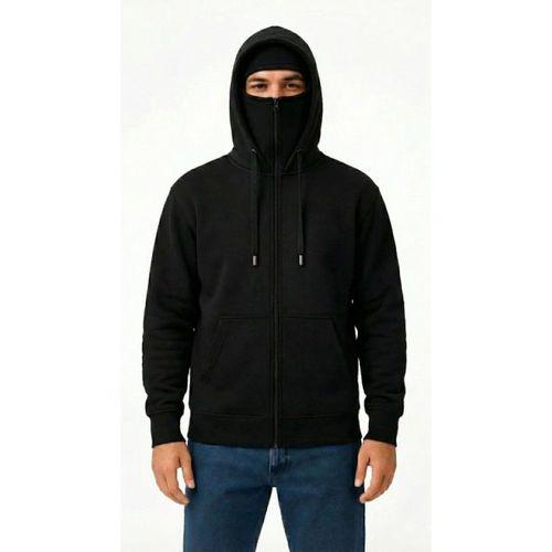 Samuray Ninja Çift Kapüşonlu ZIP Fermuarlı Kanguru Cepli Tam Fermuarlı Hoodie Sweatshirt - Siyah