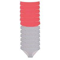 12 Adet Süper Eko Set Likralı Kadın Slip Külot Fuşya Gri