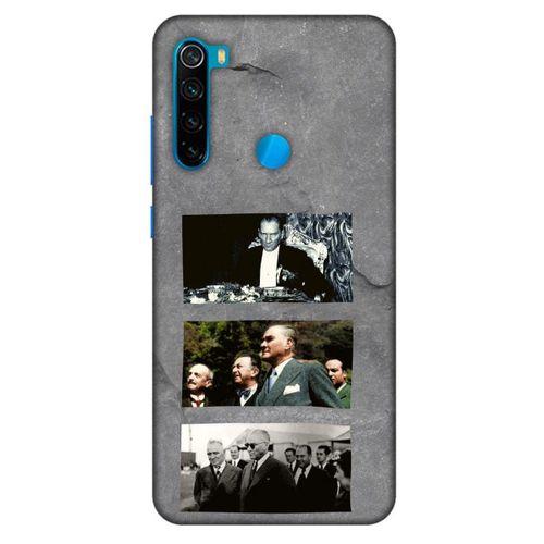 Xiaomi Redmi Note 8 Kılıf Atatürk (12) Koruyucu Silikon Gri