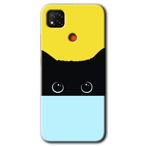 MRCİLETİSİM Xiaomi Redmi 9c Kılıf HD Desen Baskılı Arka Kapak + Temperli Cam - Kara-Kedi