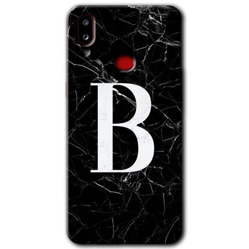 Galaxy A10s Kılıf HD Desen Baskılı Arka Kapak - Siyah Mermer Desenli B Harfi + Kırılmaz Cam