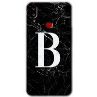Galaxy A10s Kılıf HD Desen Baskılı Arka Kapak - Siyah Mermer Desenli B Harfi + Kırılmaz Cam