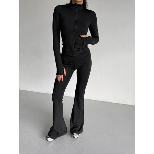 Kadın Balıkçı Yaka Cep Detaylı Ceket Ve Ispanyol Paça Spor Ikili Takım