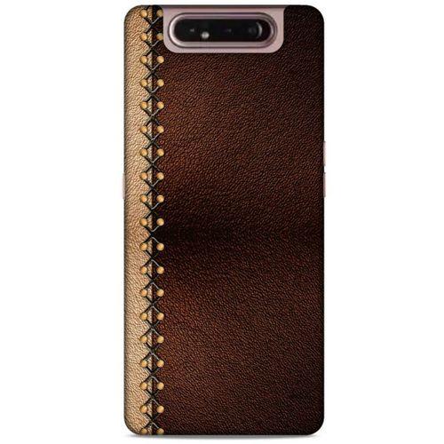 Samsung Galaxy A80 Kılıf Patchwork (21) Koruyucu Kapak Kahve Gold