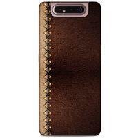 Samsung Galaxy A80 Kılıf Patchwork (21) Koruyucu Kapak Kahve Gold