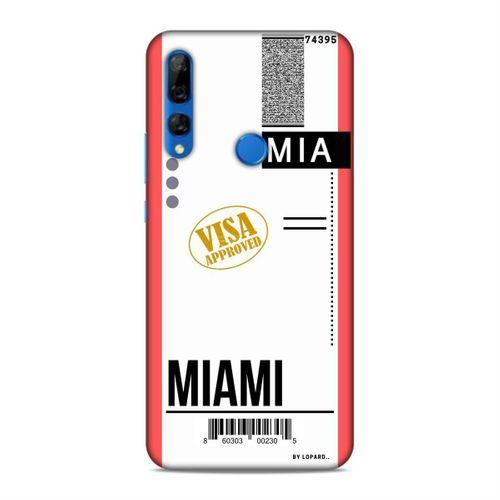 Huawei Y9 Prime 2019 Kılıf Uçak Bileti Miami Arka Kapak Koruma Desenli Full Koruyucu