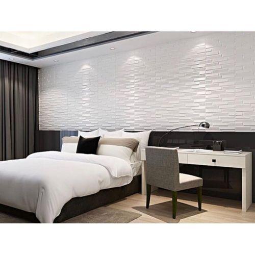 Nw55 Opak Küçük Taş Desen Kendinden Yapışkanlı Sünger Esnek Beyaz Duvar Paneli 70x77 Cm 6 Adet