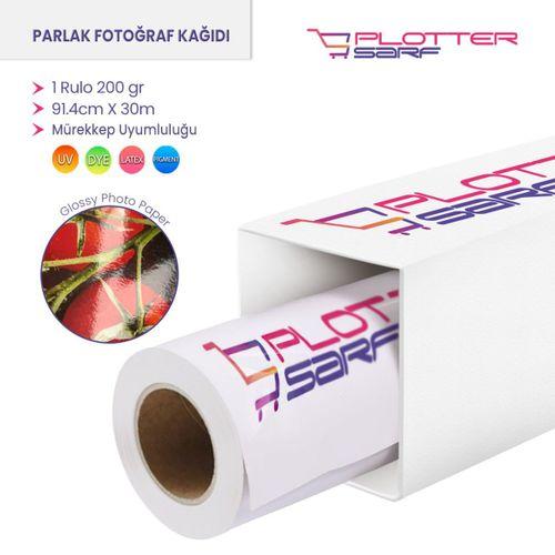 PlotterSarf® Microporous (Glossy) Parlak Fotoğraf Kağıdı Waterprof 200gr 91.4cm x30mt (1 Rulo)