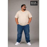 Süperlife Büyük Beden Erkek V Yaka Pamuklu Basic Tişört Lacivert 3XL-6XL SPR26BTS509