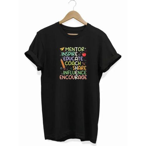 24 Kasım Öğretmenler Günü Hediye Temalı Oversize Bisiklet Yaka T-shirt - Siyah
