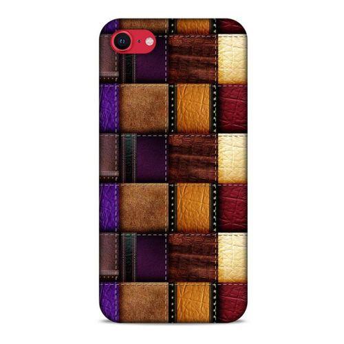 Apple iPhone SE 2020 Kılıf Patchwork (13) Silikon Kap Mor Turuncu