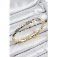 Pirinç Zirkon Taşlı Kemik Model Gold Renk Vip Kadın Bileklik