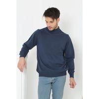 Erkek Yarım Boğaz Triko Kazak Yumuşak Dokulu Pamuklu Ince Dokuma, Uzun Kollu Rahat Regular Kalıp - İndigo