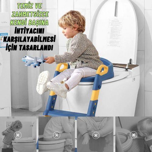 Mavi Merdivenli Çocuk Klozet Tuvalet Eğitimi Aparatı