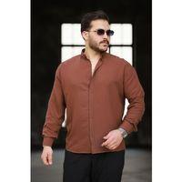 Yumuşak Dokulu Yarım Oversize Erkek Gömlek - Kahve