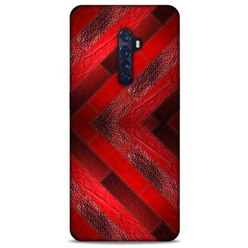 Oppo Reno 2 Kılıf Patchwork (28) Arka Kapak Kırmızı Siyah