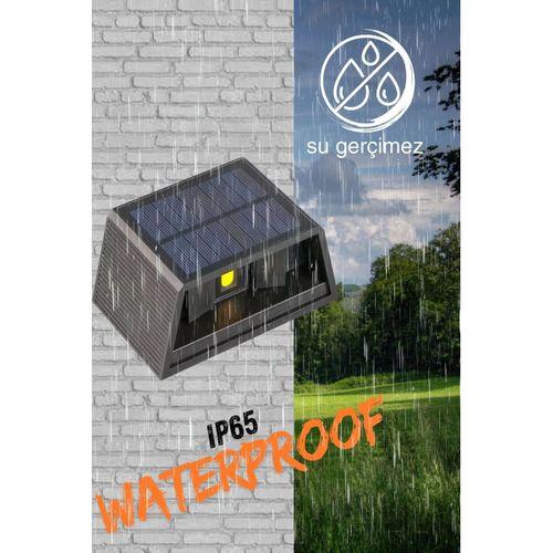 Güneş Enerjili LED Lamba Dinamik Işıklandırma Su Geçirmez Hareket Sensörlü Siyah Plastik