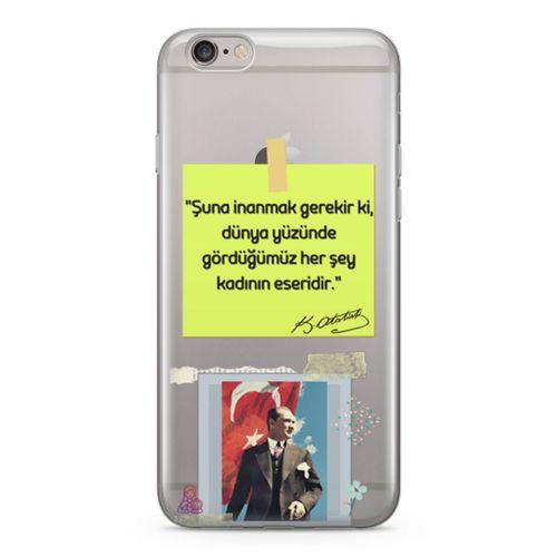 Apple iPhone 6 Plus - 6S Plus Kılıf Atatürk Caps Kadın Arka Kapak Koruma Desenli Full Koruyucu