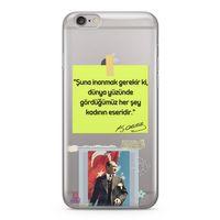 Apple iPhone 6 Plus - 6S Plus Kılıf Atatürk Caps Kadın Arka Kapak Koruma Desenli Full Koruyucu
