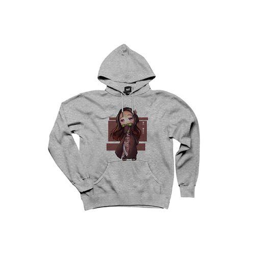 Demon Slayer Nezuko Kamado Gri Kapşonlu Sweatshirt Hoodie