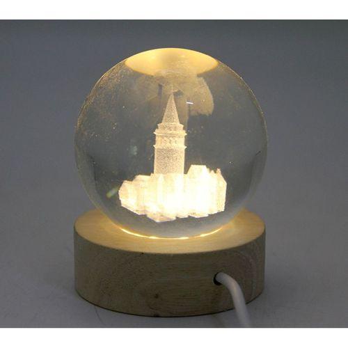 3d Galata Tasarımlı Işıklı Kristal Cam Küre