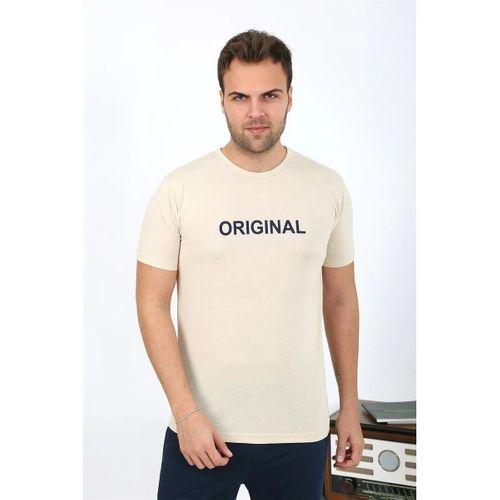 Erkek Kısa Kol Penye Pijama Takımı Krem