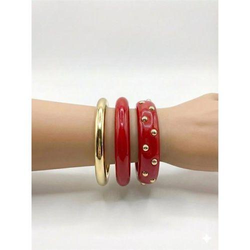 3'Lü Set Bilezik - Kırmızı