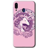 Galaxy M20 Kılıf HD Desen Baskılı Arka Kapak - Unicorn-Pembe + Kırılmaz Cam