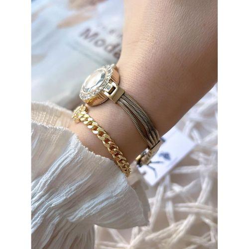 U.S.Polo Assn. Zincirli Özel Tasarım Çelik Kordon Kesme Kristal Camlı 3 Atm Kadın Kol Saati U02148.1