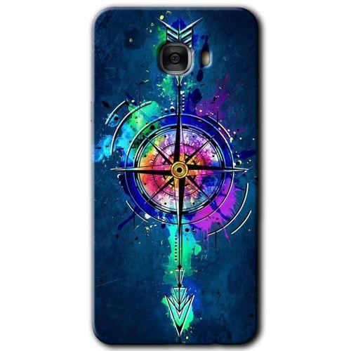 MRCİLETİSİM MRCİLETİSİM Samsung Galaxy C9 Pro Kılıf HD Desen Baskılı Arka Kapak + Temperli Cam - Gizemli Pusula