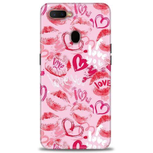Oppo AX7 Kılıf HD Baskılı Kılıf - Pembe Love + Tam Ekran Koruyucu