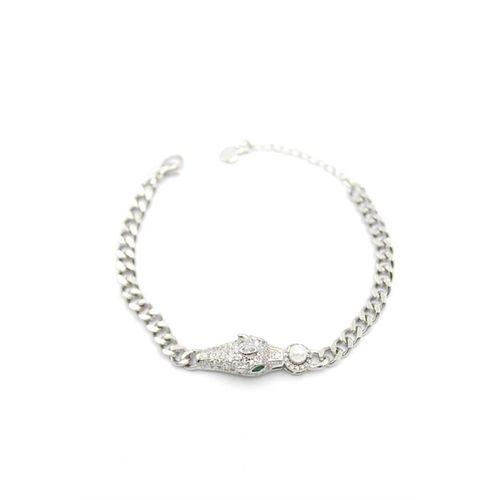 Zirkon Taşlı Leopar Bileklik - Gümüş