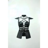 Siyah Etek Suni Deri Etek Kemer Tokalı Zımba Detaylı Etek - Brf1371