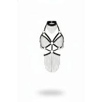Siyah Body Harness Choker Yaka Zincir Detaylı Vücut Aksesuarı - Brf1397