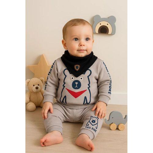 Oynar Gözlü Fularlı 3'lü Erkek Bebek Takımı