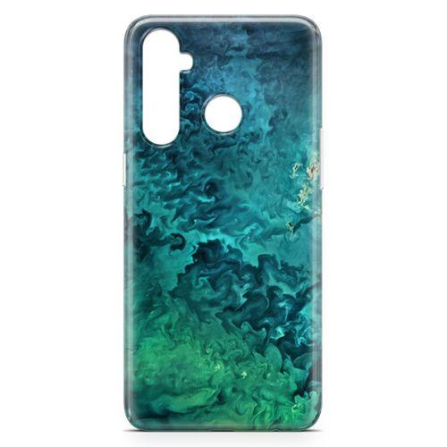 Oppo Realme 5 Pro Kılıf Mavi Yeşil Plazma Arka Kapak Koruma Desenli Full Koruyucu