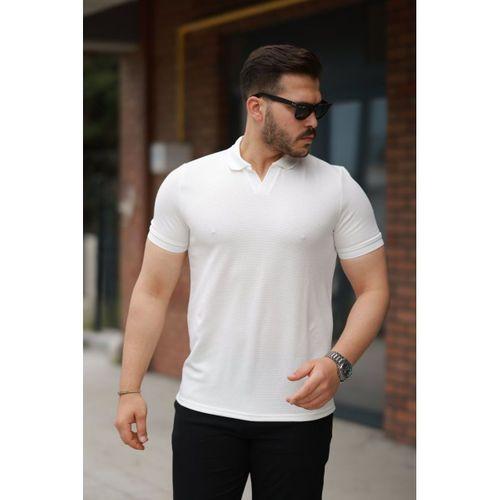 Erkek Yakalı Waffle Dokulu Kısa Kollu Tişört